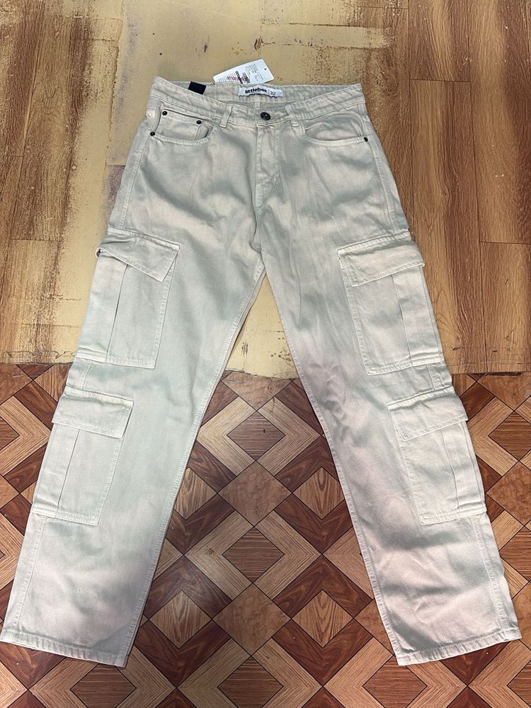Cream 8 pocket  Cargo Pants for women