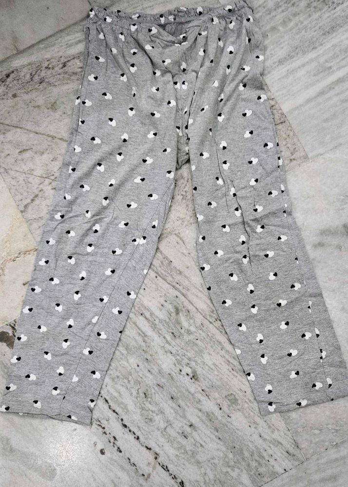 Grey Heart Print Pajama Pants