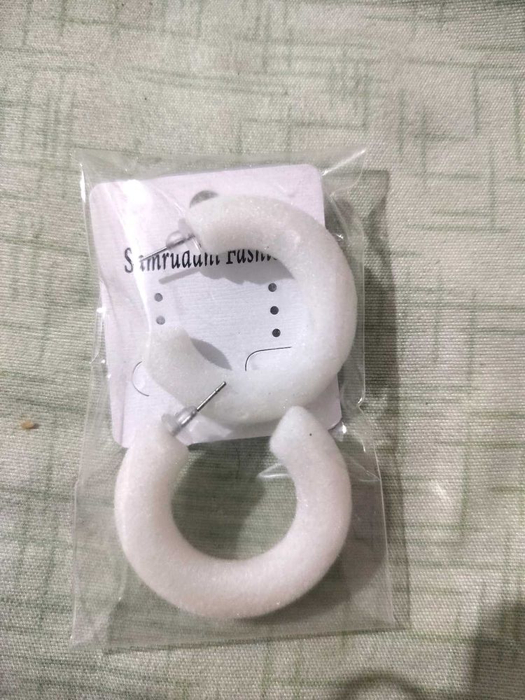 Chunky White Hoop Earrings