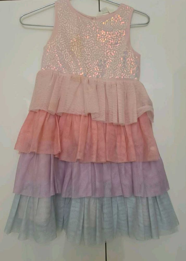 Girls Tiered Sequin Dress