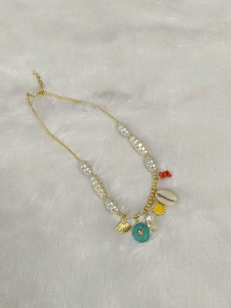 Bohemian Shell and Pearl Necklace