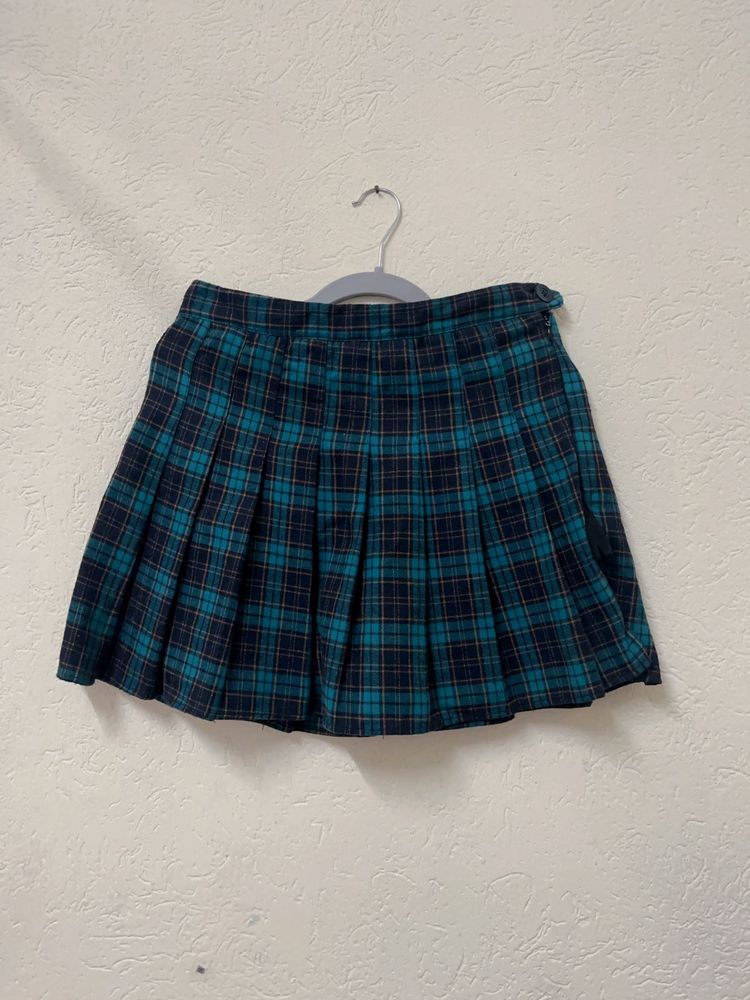 Plaid Pleated Mini Skirt