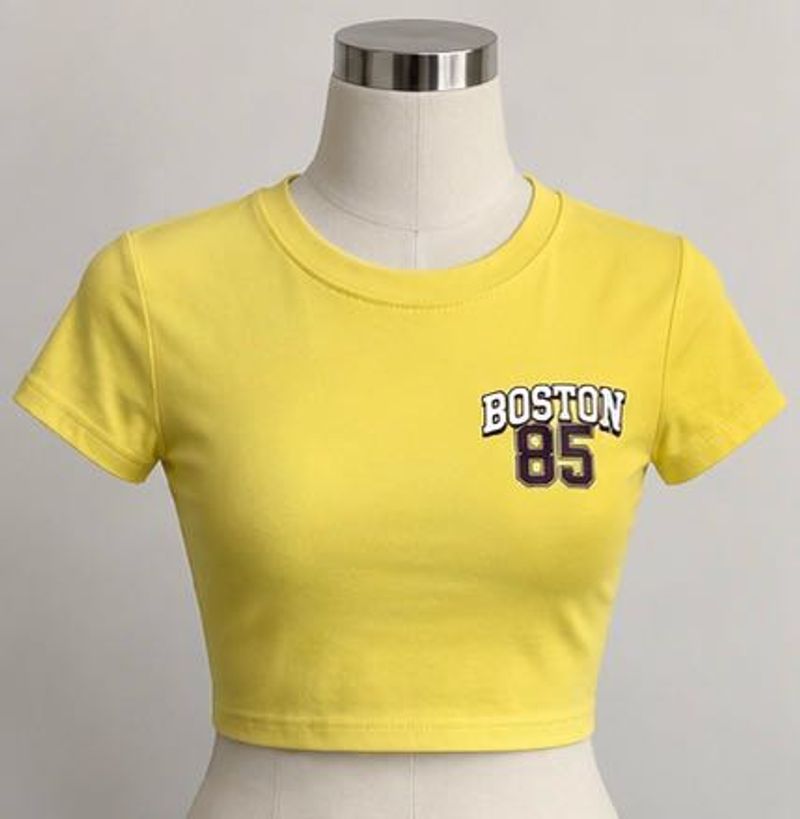 Yellow Boston '85 Crop Top