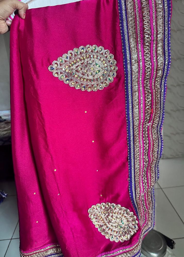 Exquisite Pink Silk Saree with Intricate Embellish