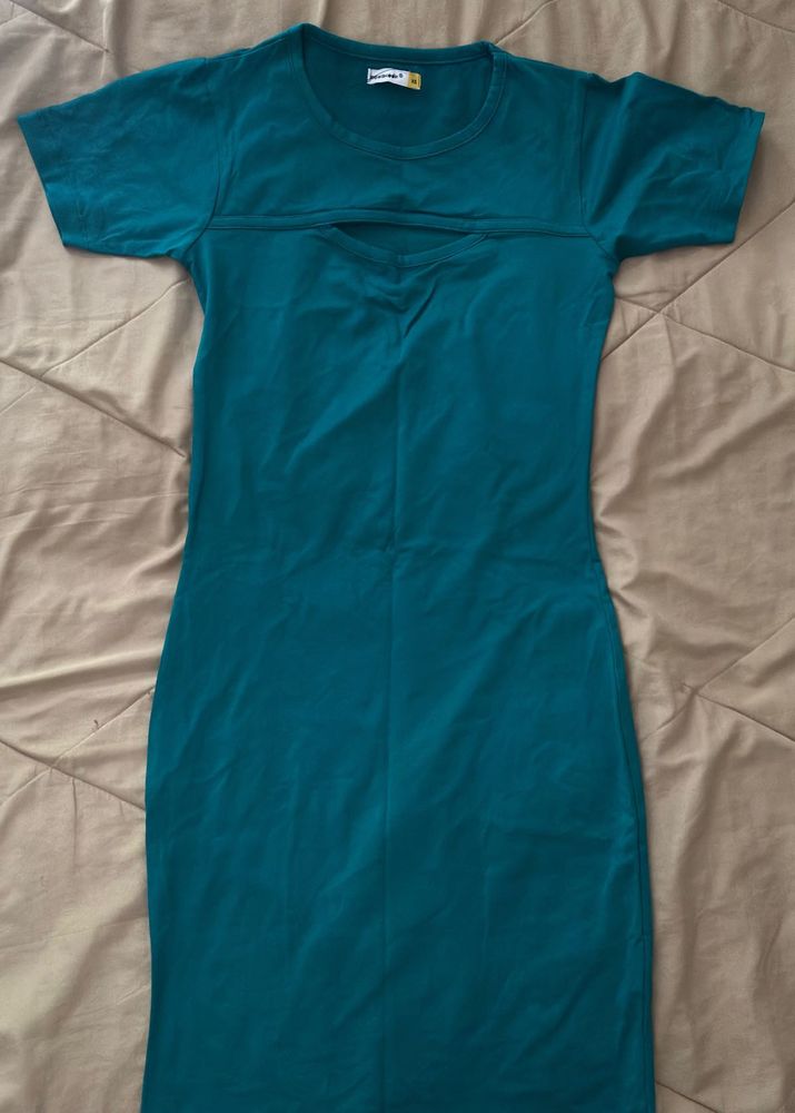 Teal Cut-Out T-Shirt Dress
