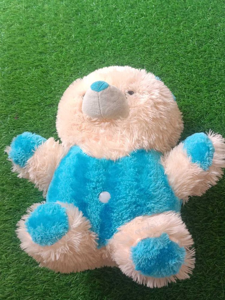 Cute Blue &amp; Beige Plush Bear