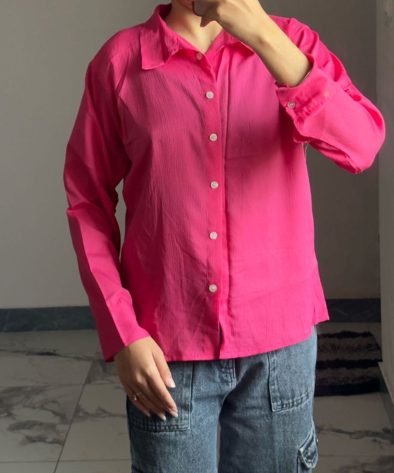 Vibrant Pink Button-Up Shirt