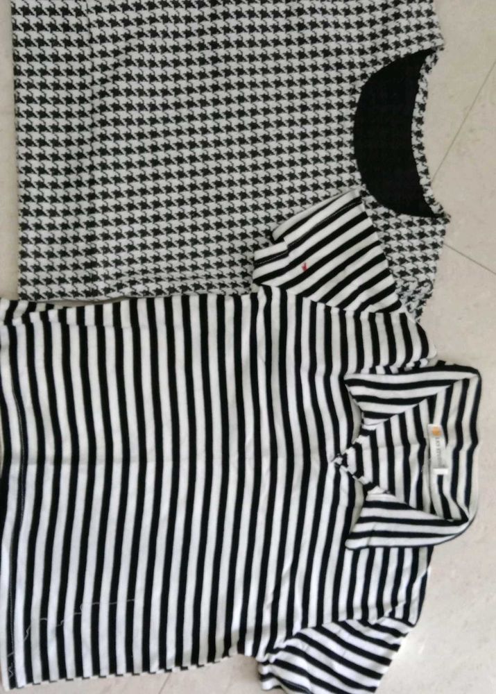 Chic Black &amp; White Striped &amp; Houndstooth Tops