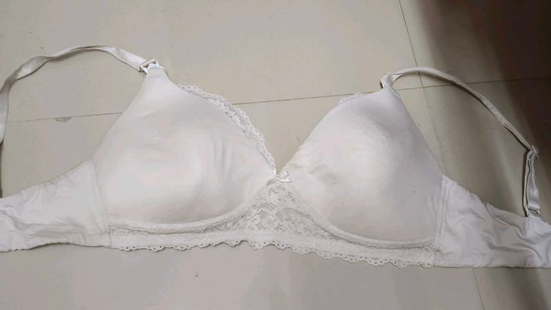 White maternity Bra with Lace Detail
