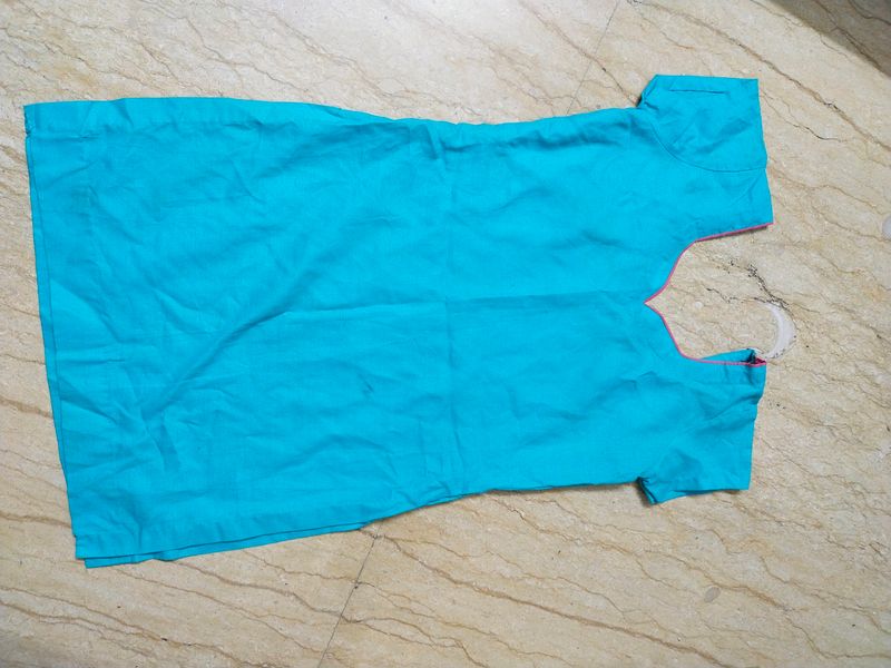 Bright Blue Cotton Kurti for Women