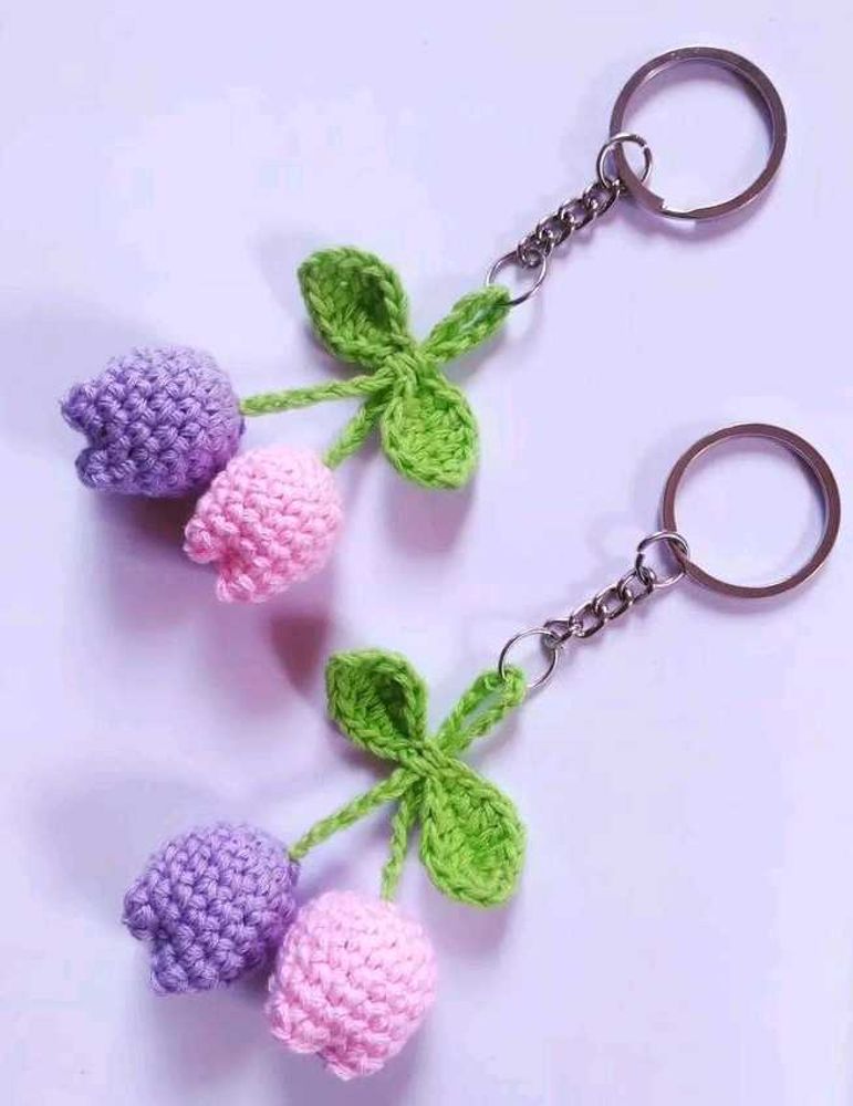 Crochet Tulip Keychain