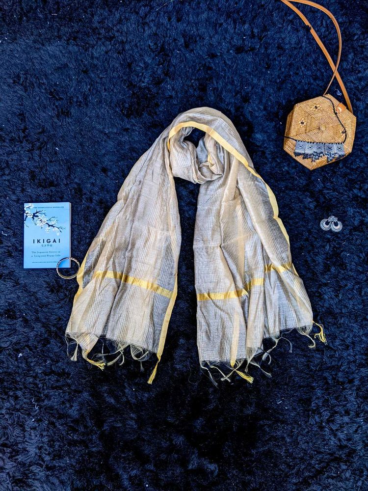 Off White Festive Dupatta with Gold Detailing