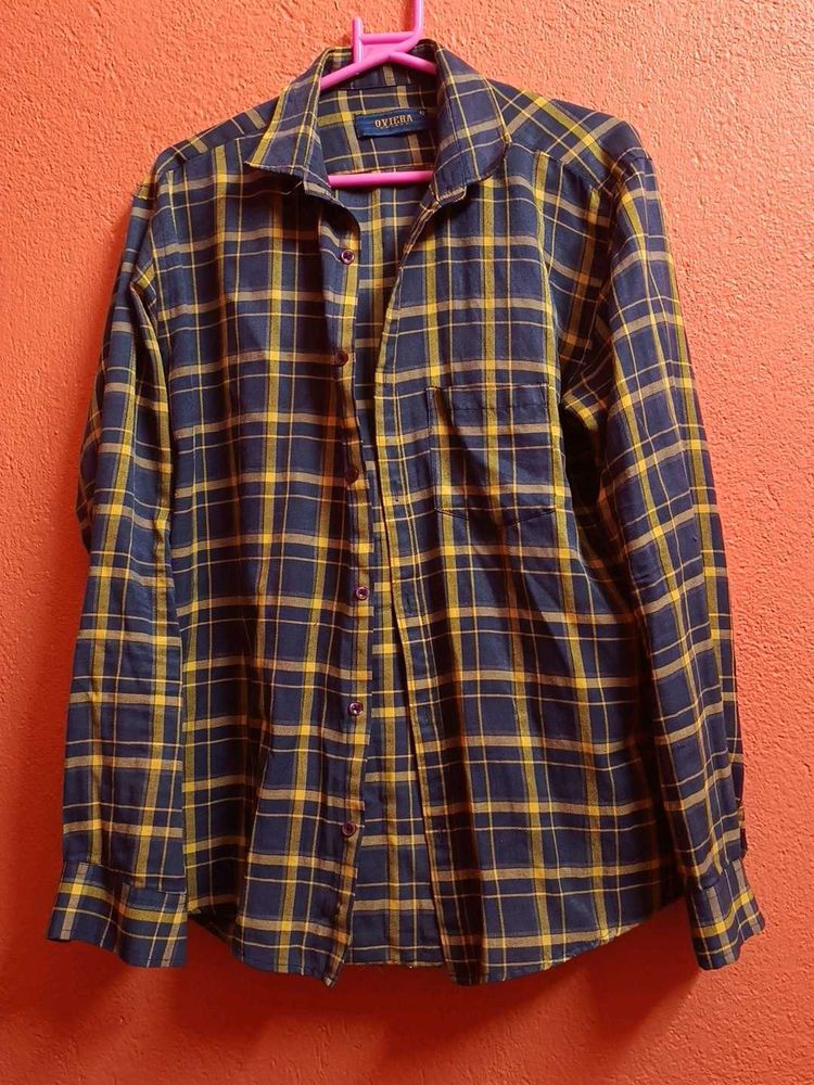 Classic Blue &amp; Yellow Plaid Button-Up Shirt