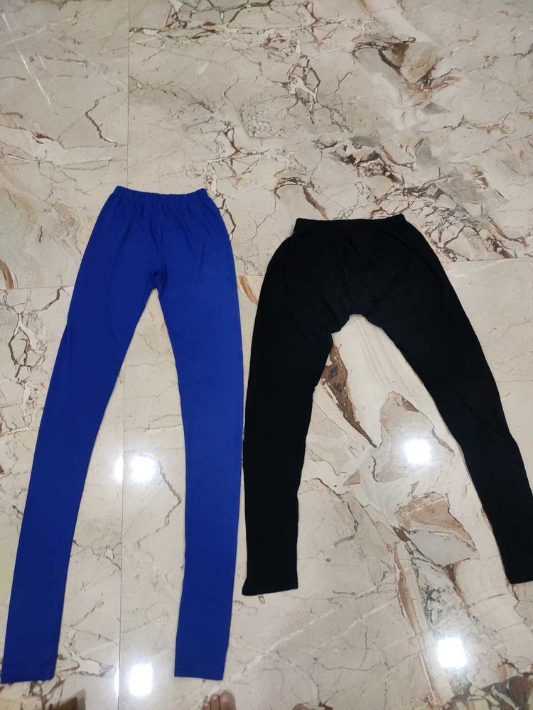 Blue &amp; Black Leggings (Set of 2)