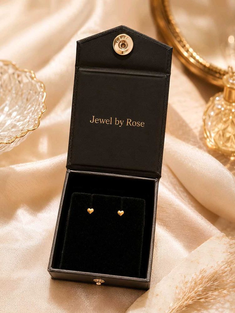 Gold Heart Stud Earrings