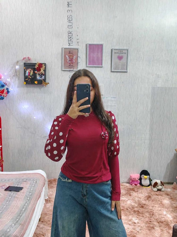 Chic Polka Dot Sleeve Top
