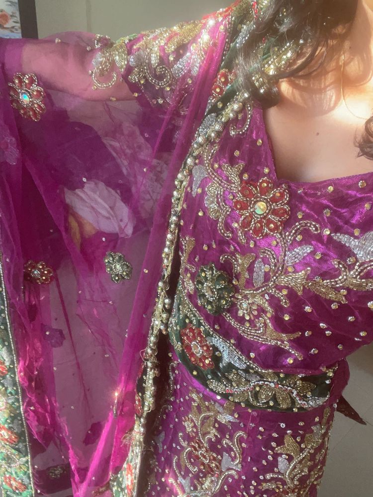 Y2k heavy work lehenga