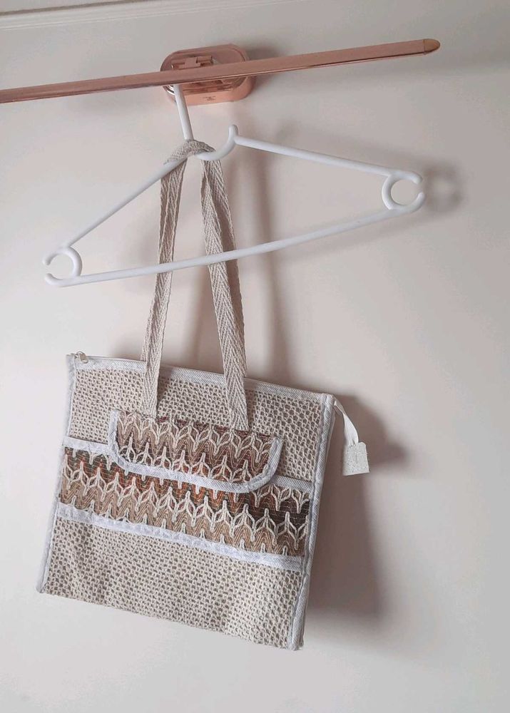 Unused JUTE Boho Woven Tote Bag