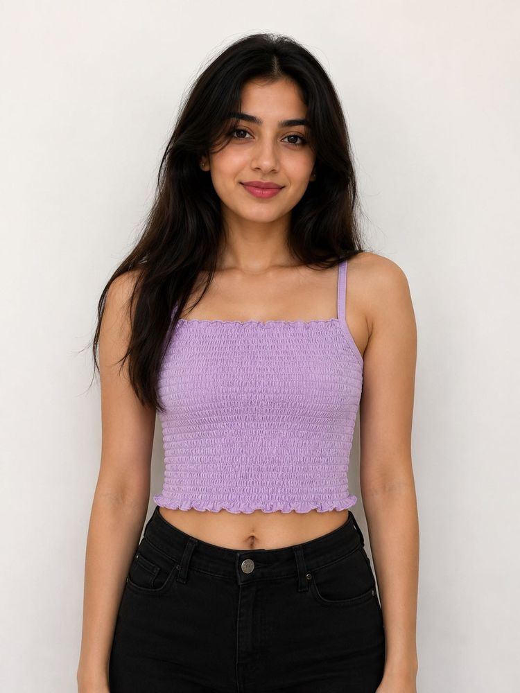 FREE DELIVERY ❗️Smocked Purple Crop Top