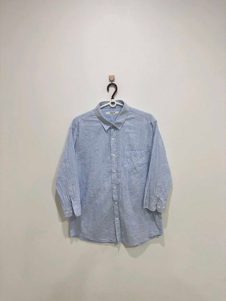 LIGHT BLUE LINEN MEN SHIRT
