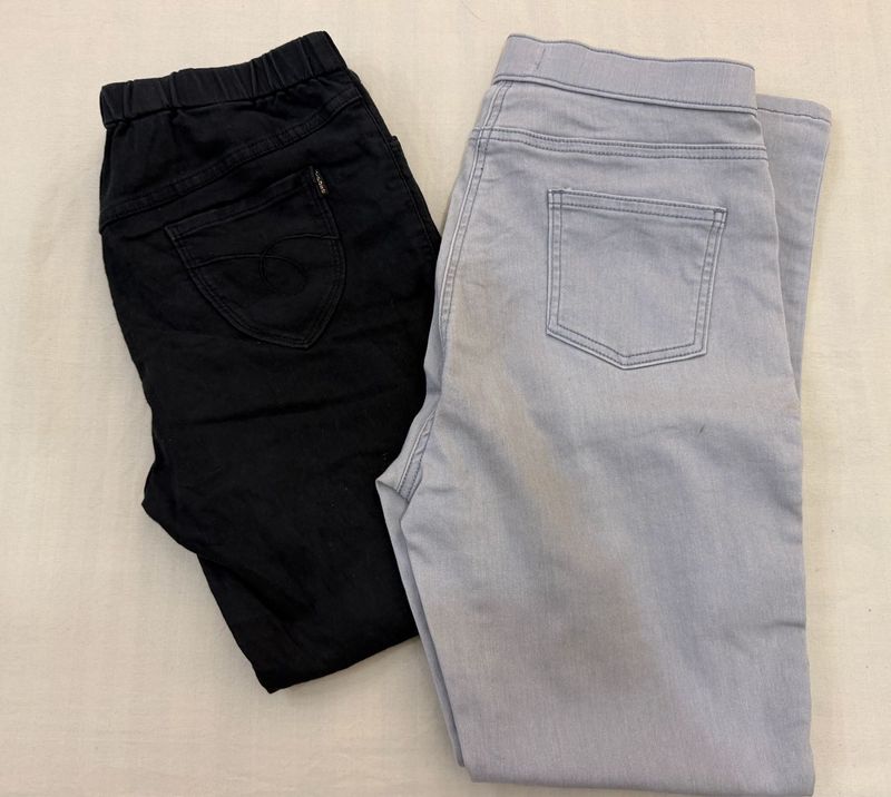 combo of 2 jeggings black and grey