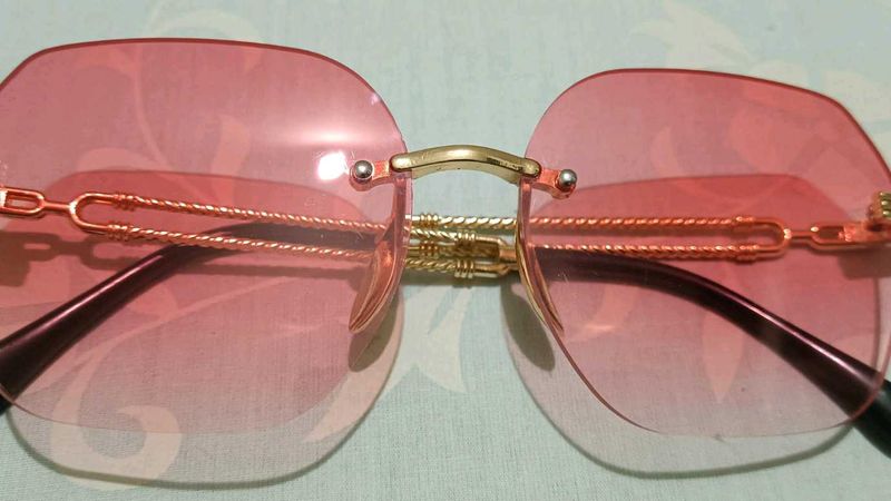 Rimless Pink Tinted Sunglasses