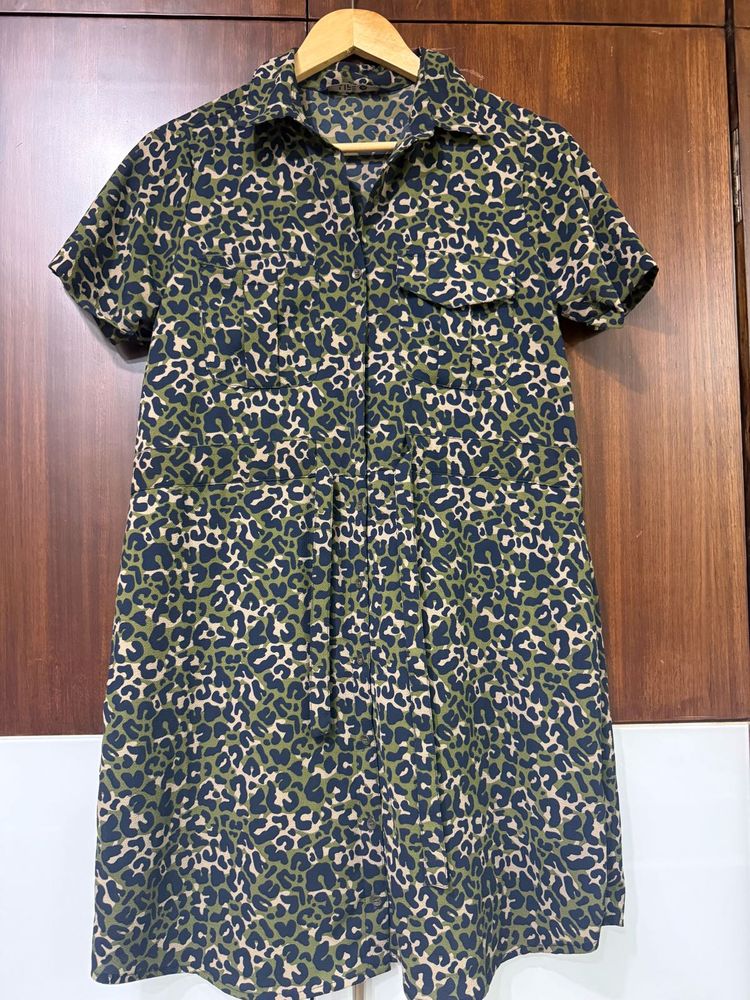 Leopard Print Shirt Dress