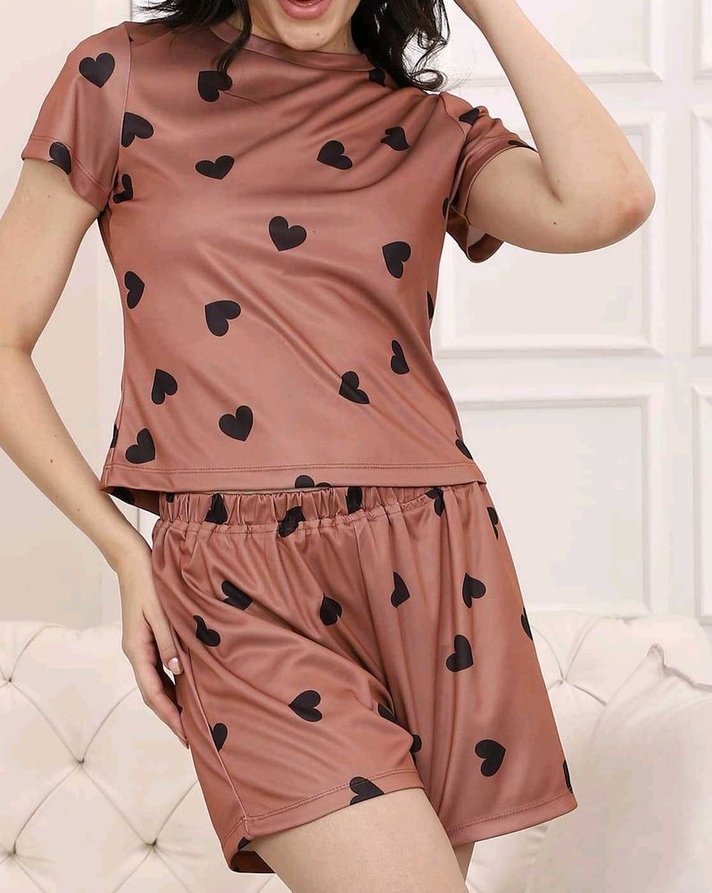 Cute Heart Print Lounge Set