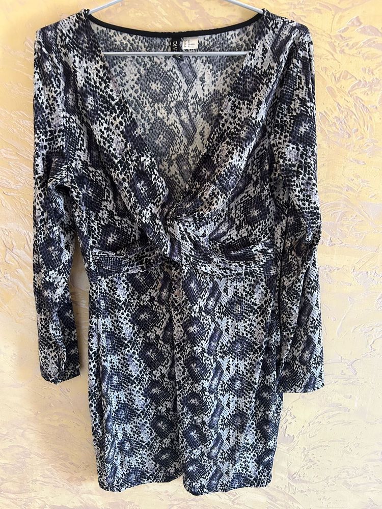 Snakeskin Print Twist Front Dress