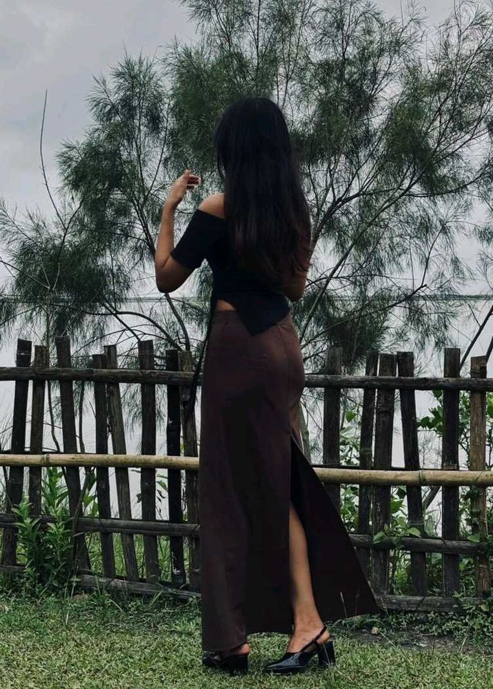 Long Brown Flowy Skirt