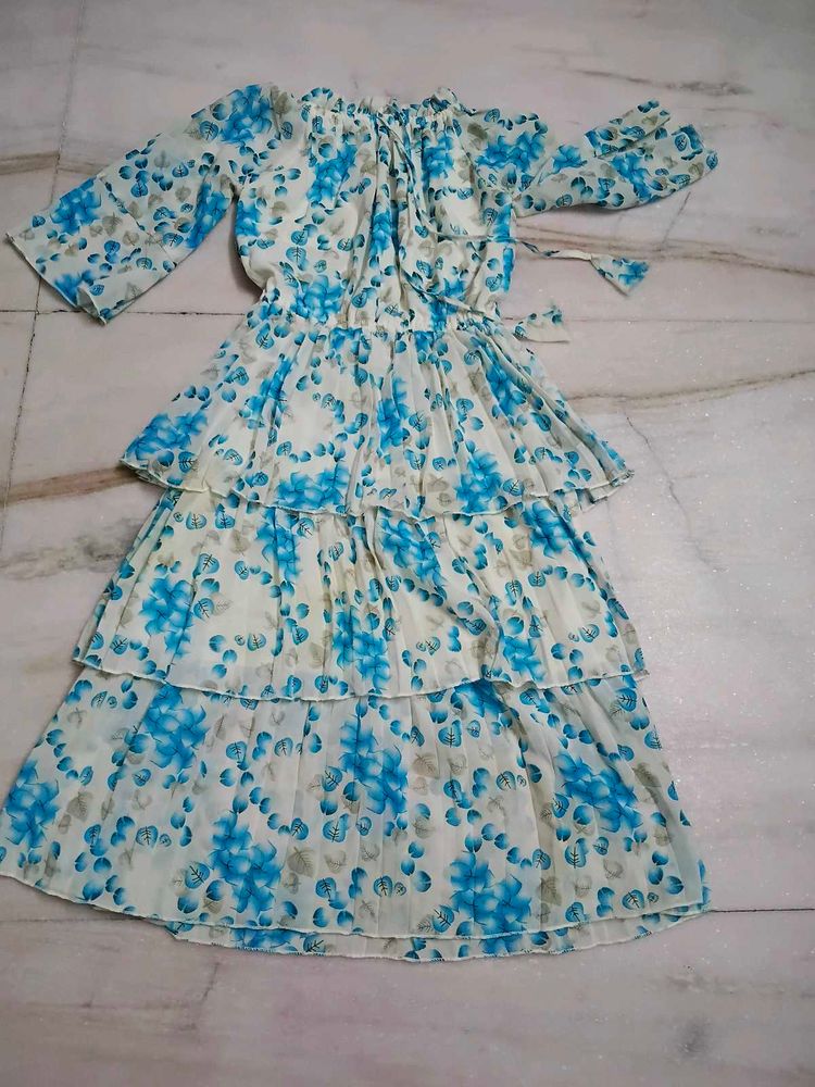 Tiered Floral Off-Shoulder Midi Dress
