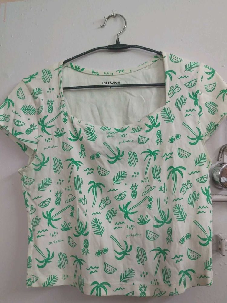 Cute Tropical Print Cropped Top