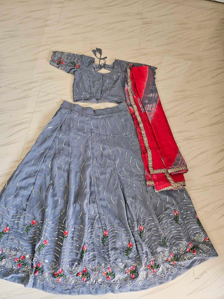 Elegant Grey Lehenga Choli Set