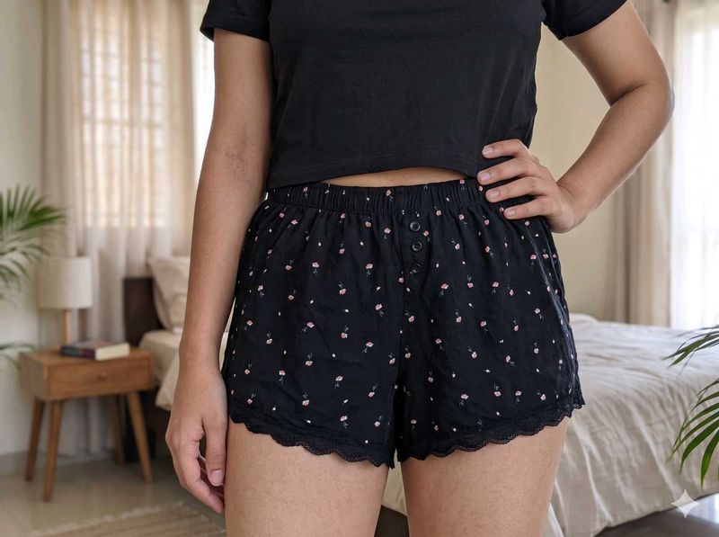Cute Floral Print Pajama Shorts