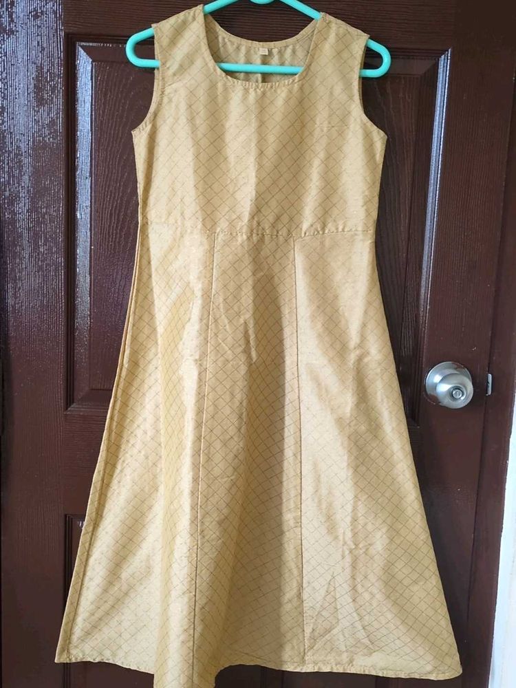 Elegant Sleeveless Yellow Ethnic Gown