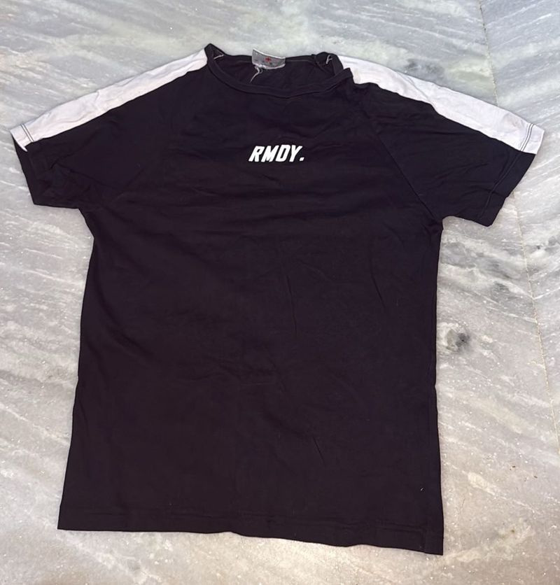 Solid black tshirt by workout brand RMDY.