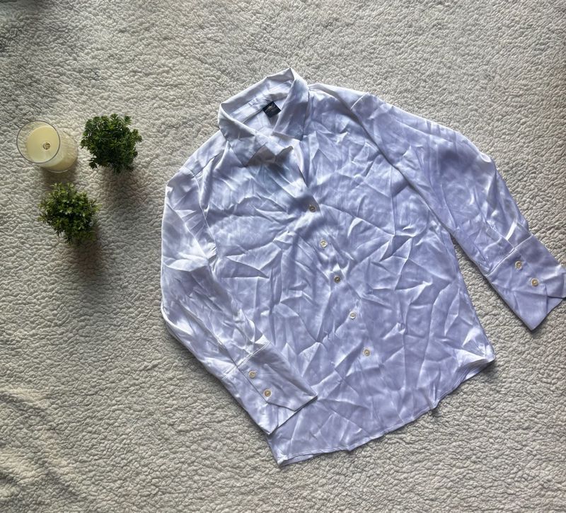 Elegant Silky White Button-Up Shirt