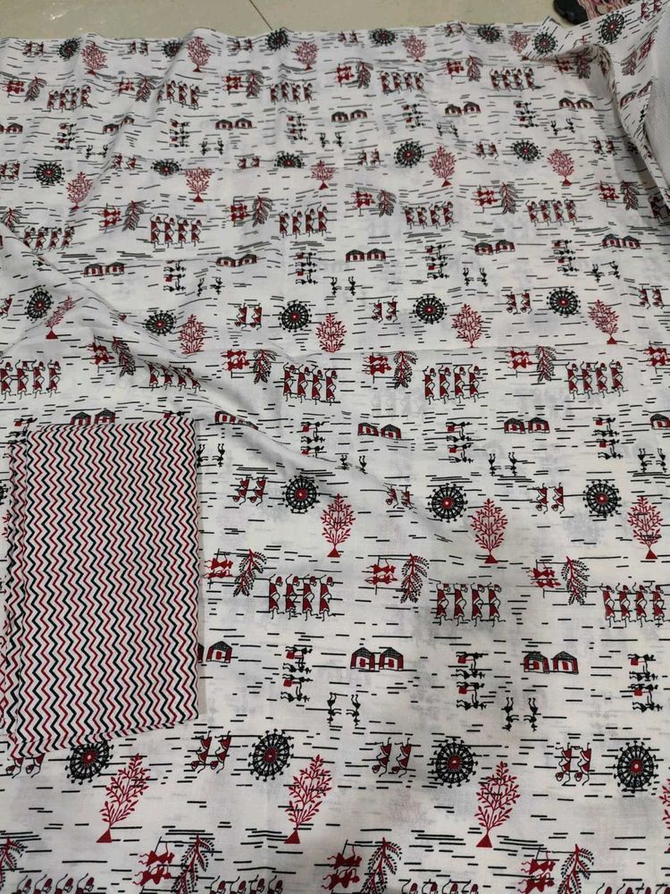 NO DUPATTA Artistic White Dress Material