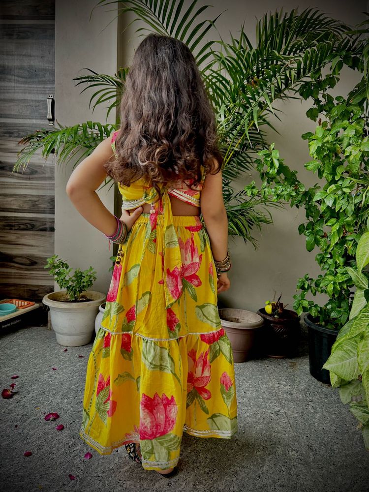 Vibrant Yellow Floral Lehenga Set