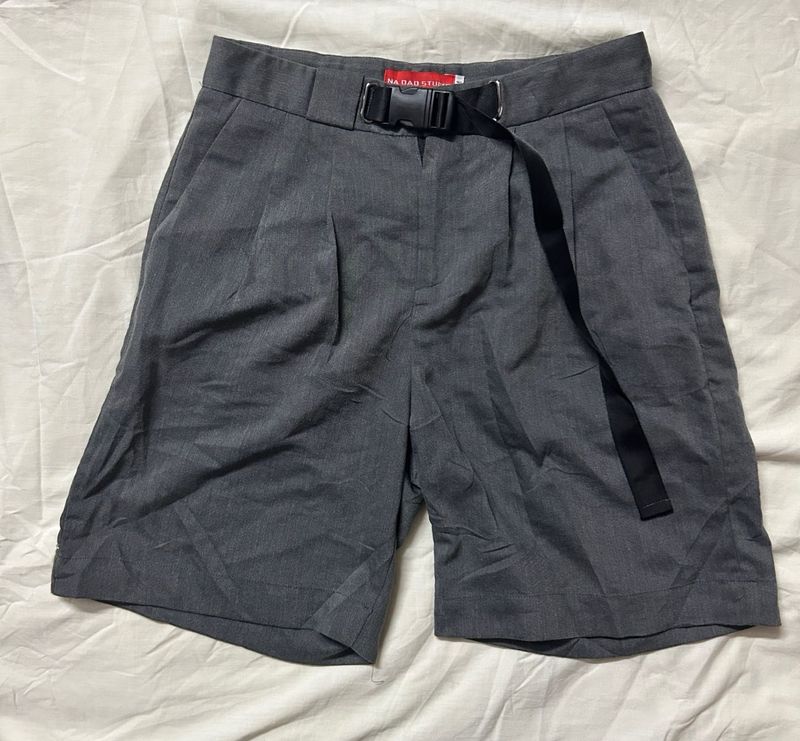Stylish Grey Shorts with Belt