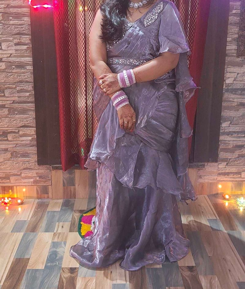 Lehenga Saree With Stiched Blouse Nd Belt