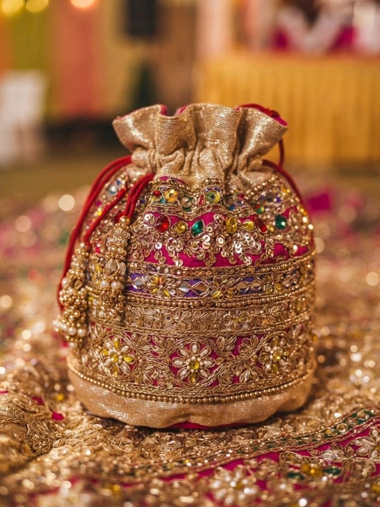 Multi-Colour Zari  Embroidered Potli Bag