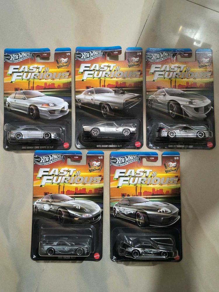 HOTWHEELS FAST AND FURIOUS SILVER SERIES SET
