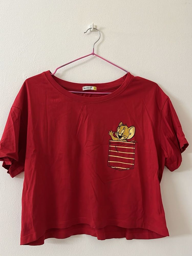 Red Tom &amp; Jerry Pocket T-Shirt