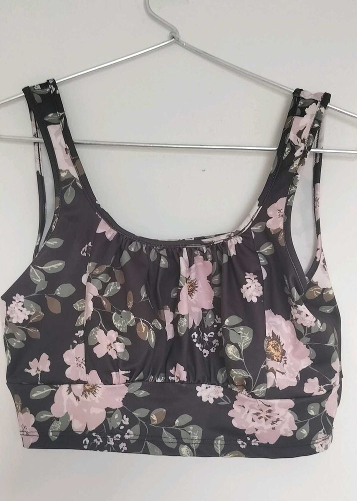 BlackandWhiteFloralBraletteTop