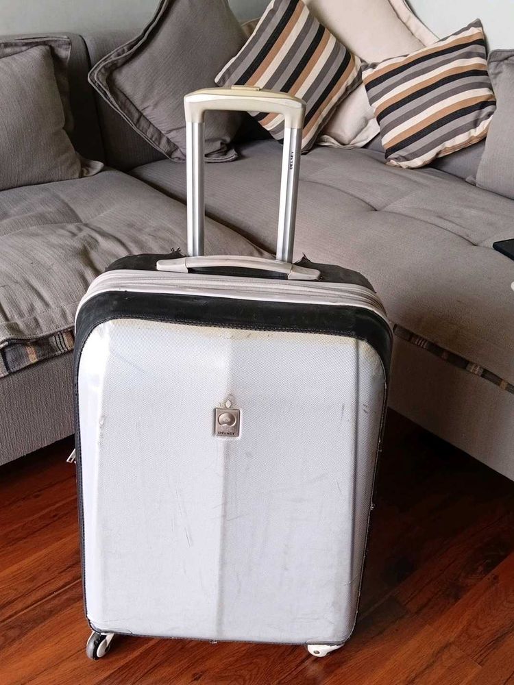Delsey Silver Hard Shell Suitcase-Medium