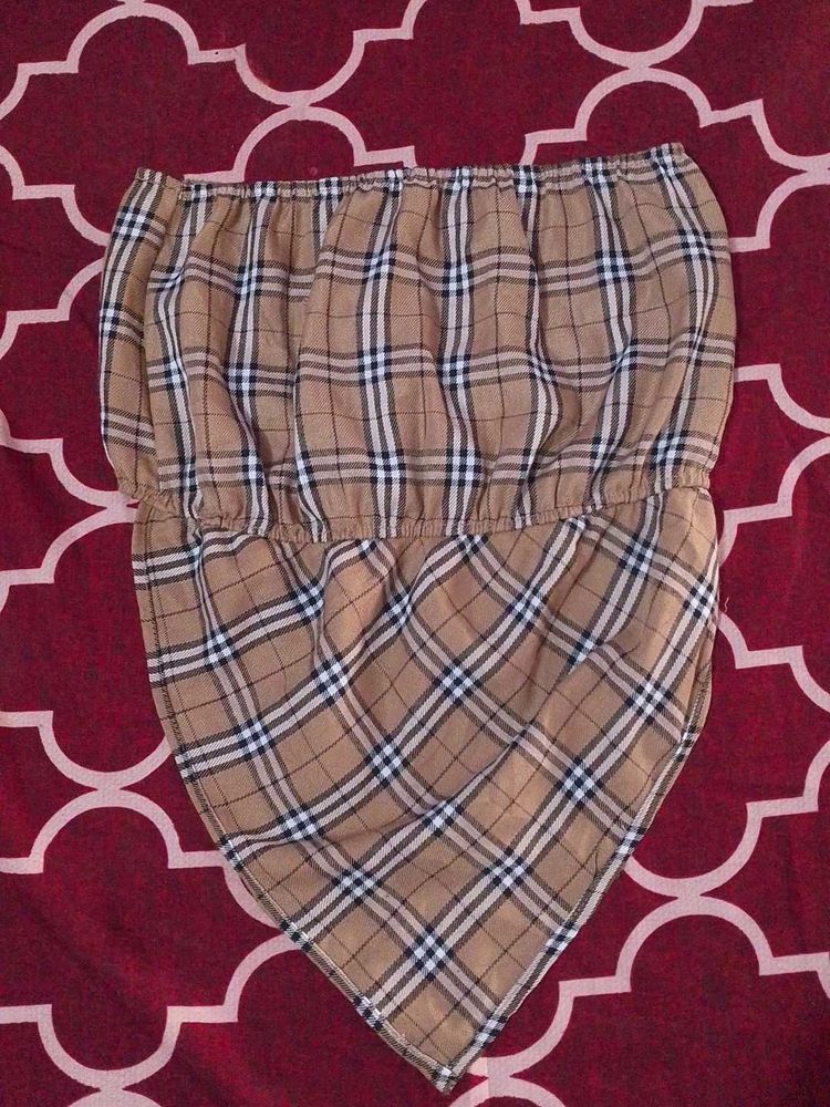 Plaid Bandana Tube Top.