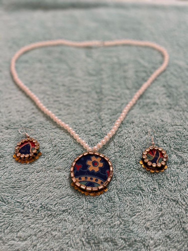Boho Ethnic Pearl Necklace &amp; Earring Set