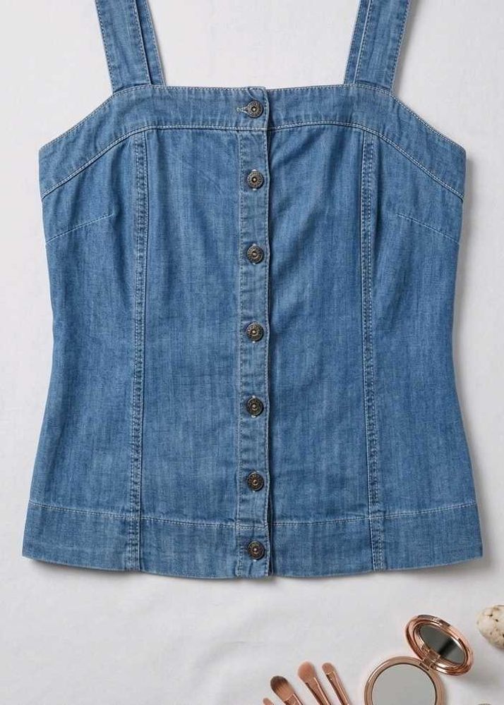 Denim Button-Up Cami Top