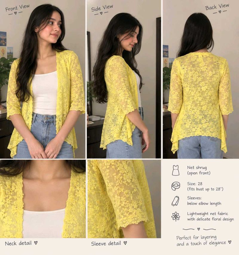 Chic Yellow Lace Shrug